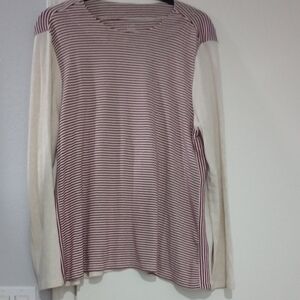 J. Jill Red and Cream Striped Long Sleeve Top 100% Pima Cotton
